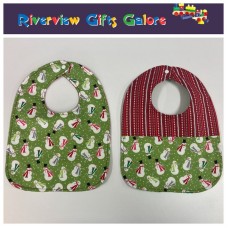 Reversible Bib - Snowman on Green / Red Reversible Bib - Snowman on Green / Red
